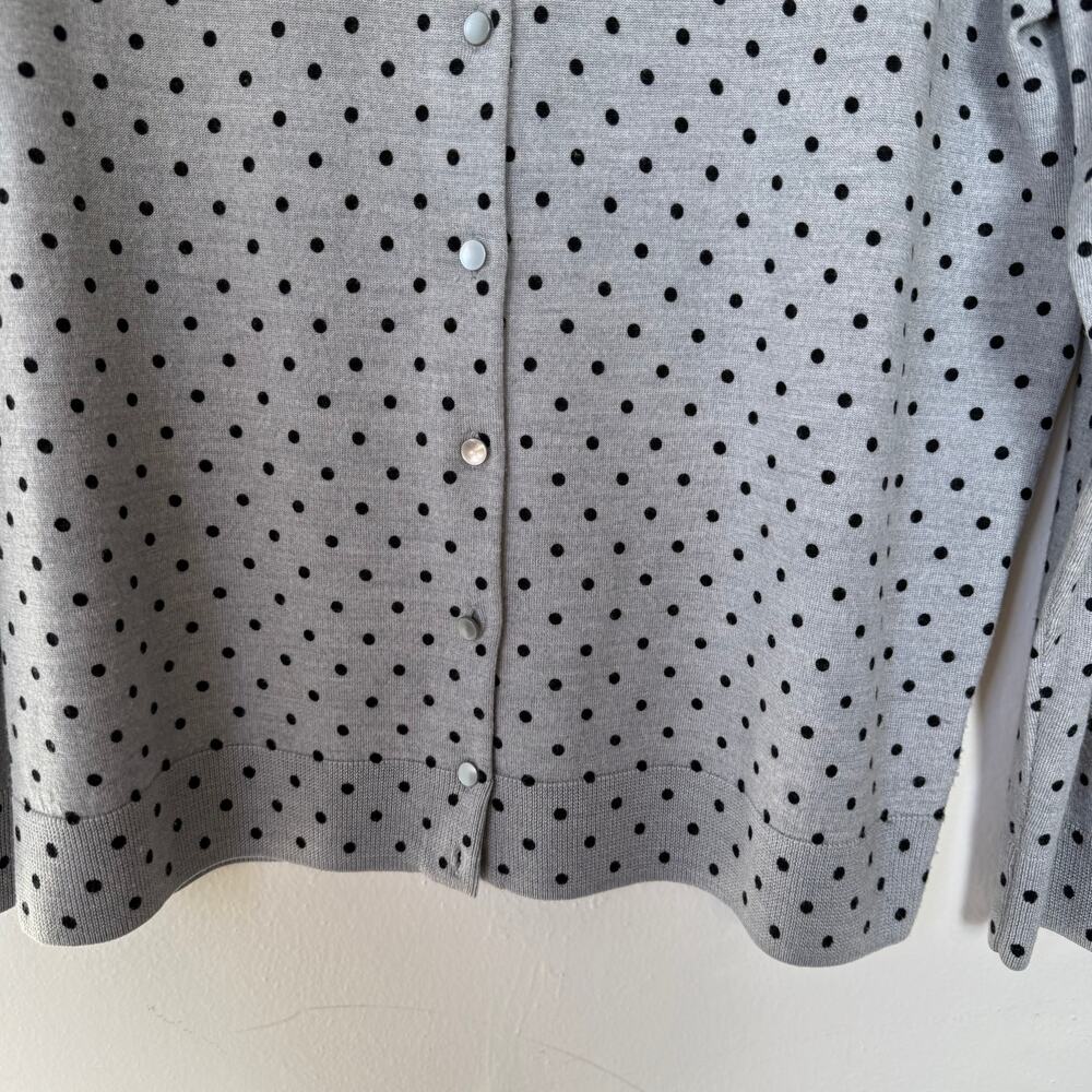 Talbots Gray Black Polkadot Pure Merino Wool Cardigan Size 1X - Picture 5 of 9